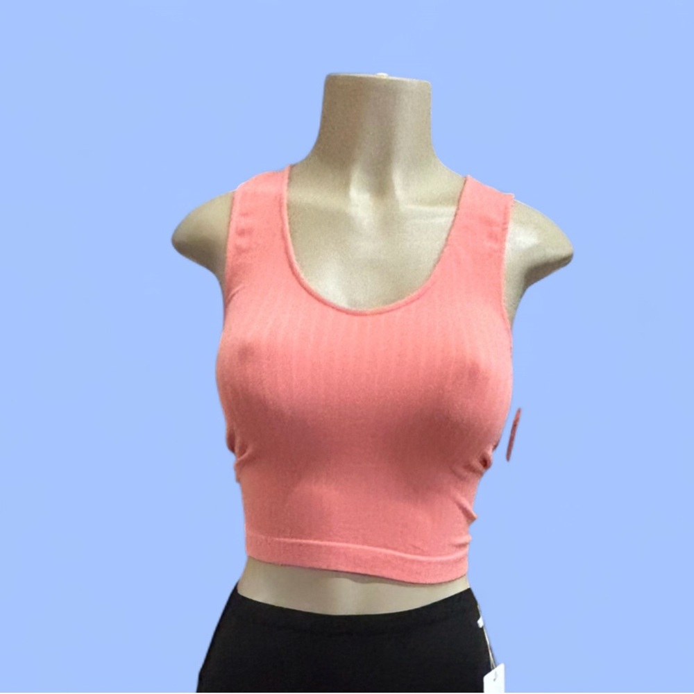 Coral Ribbed Crop Top